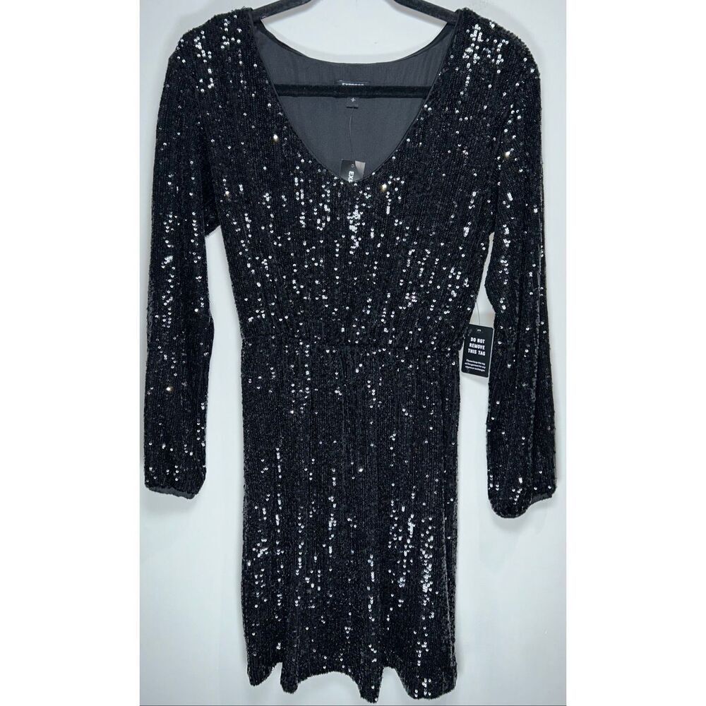 Express black sequins dress size small